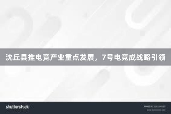 沈丘县推电竞产业重点发展，7号电竞成战略引领